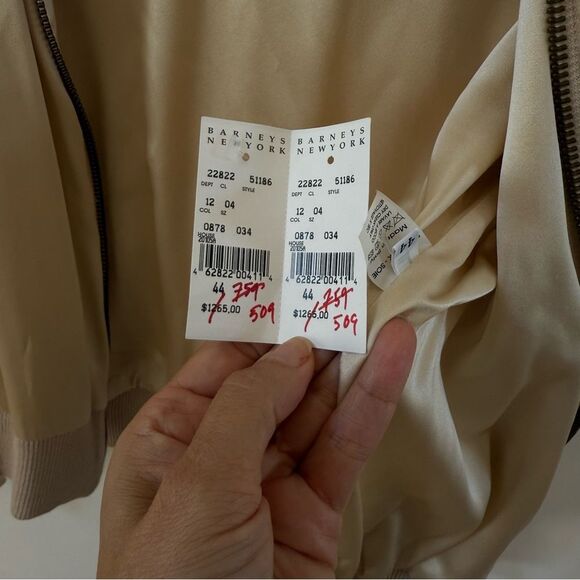 Haute Silk Cream Bomber Jacket with Ruffle Sleeves 4 NWT - Picture 4 of 16